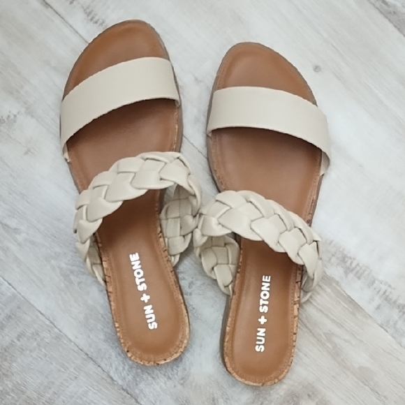Sun + Stone Shoes - Sun + Stone Women's Cream Braided Sandals 8.5 Worn Once
